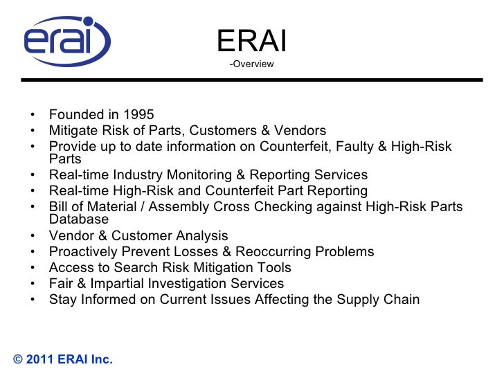 ERAI Counterfeit AwarenessAvoidance Training