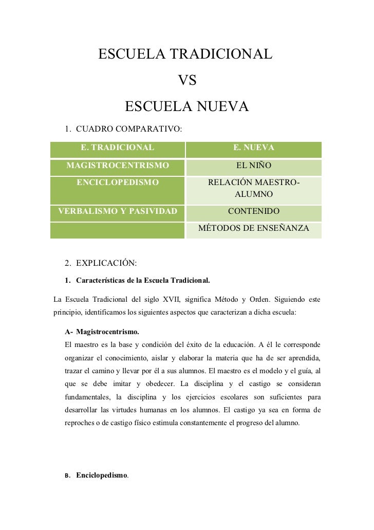 CARACTERISTICA DE LA ESCUELA TRADICIONAL caracteristica de la escuela tradicional: