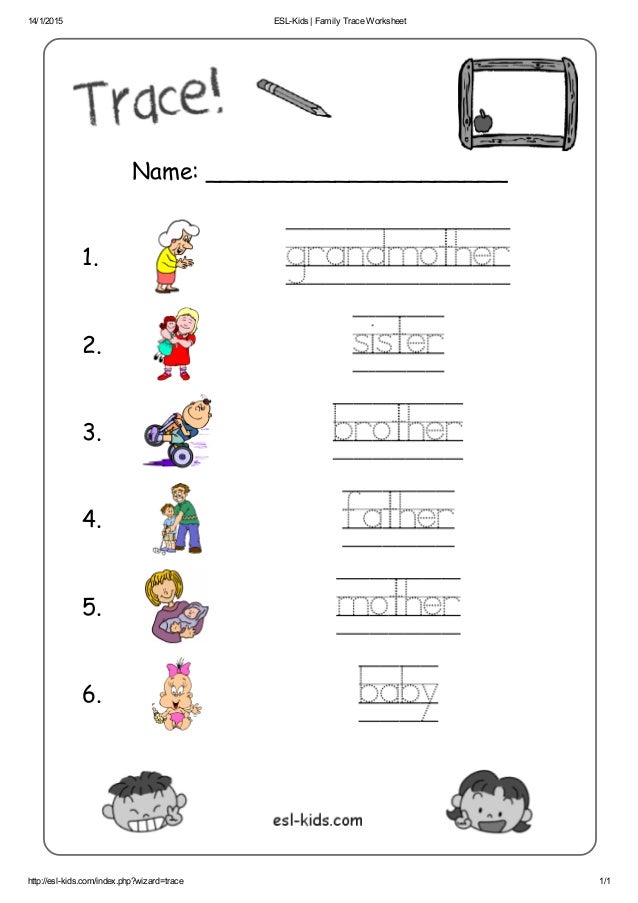 Worksheets Esl Kids Worksheets esl kids family trace worksheet 1412015 eslkids httpeslkids