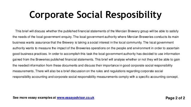 Corporate social responsibility essay topics