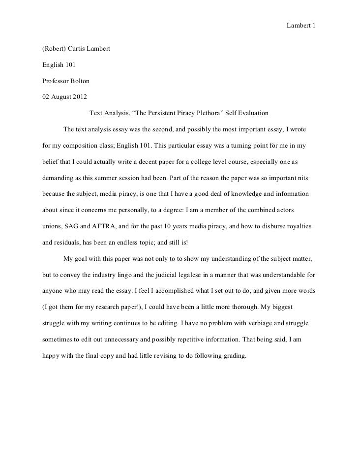 Essay text analysis