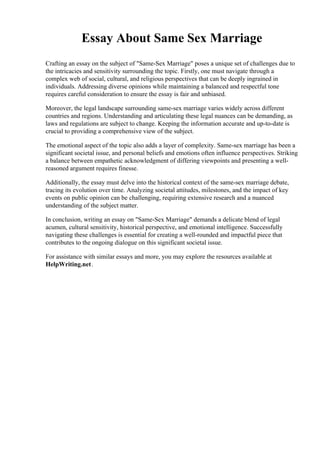 Essay About Same Sex Marriage Sowela Technical Community College PDF