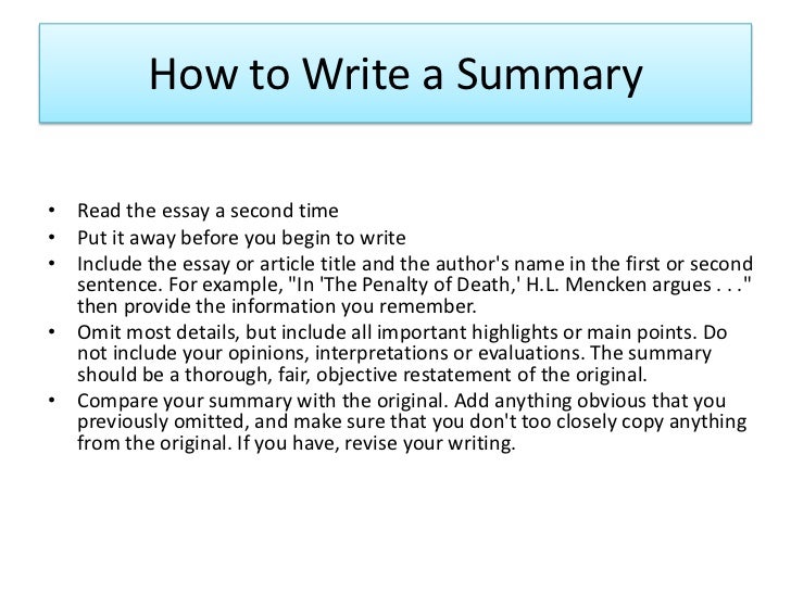 Free Summary Essay Writing Tips | AcademicHelp net