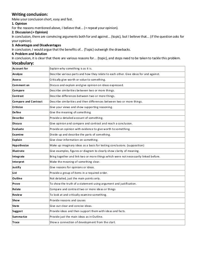 Academic writing paper vocabulary list