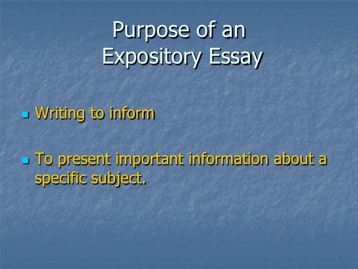 Purpose of expository essays
