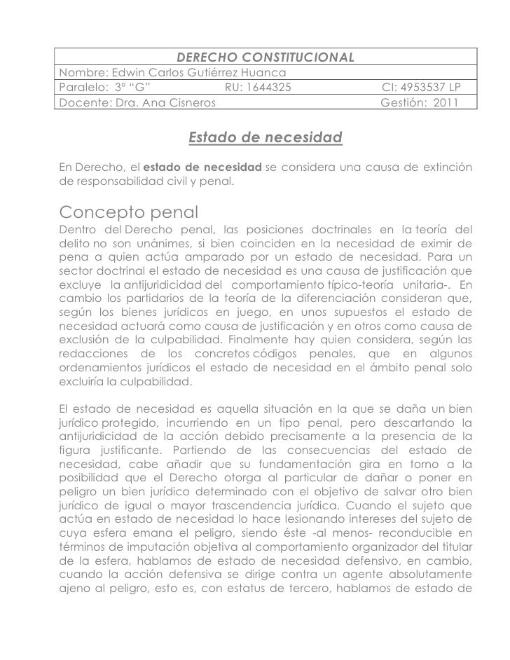 ESTADO NECESIDAD estado necesidad: