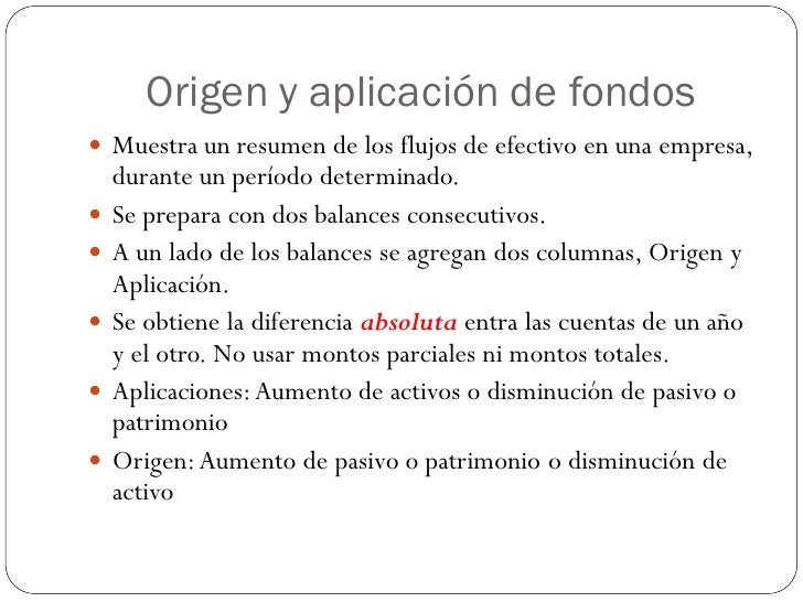Estado de origen y aplicación de fondos
