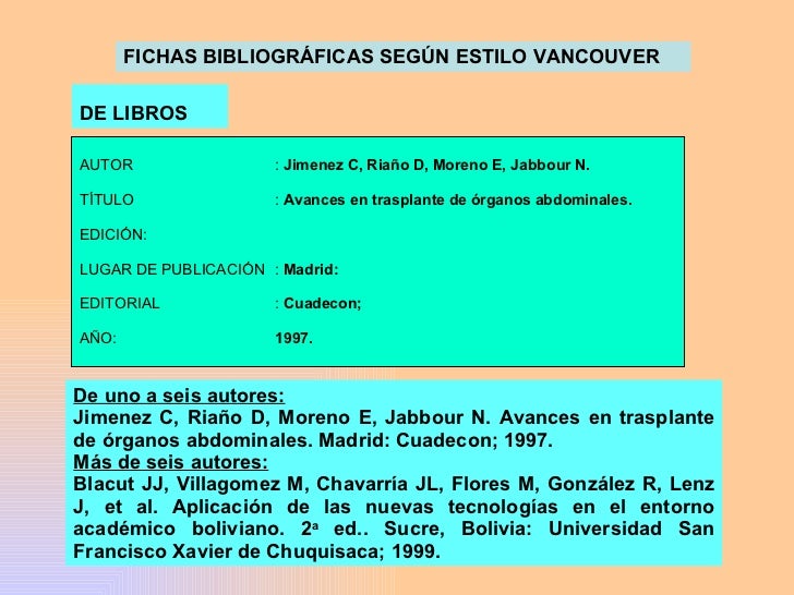 Bibliogragia segun vancouver
