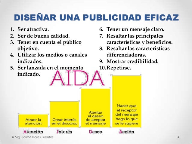 DISEÑAR UNA PUBLICIDAD EFICAZ
1. Ser atractiva.
2. Ser de buena calidad.
3. Tener en cuenta el público
objetivo.
4. Utiliz...