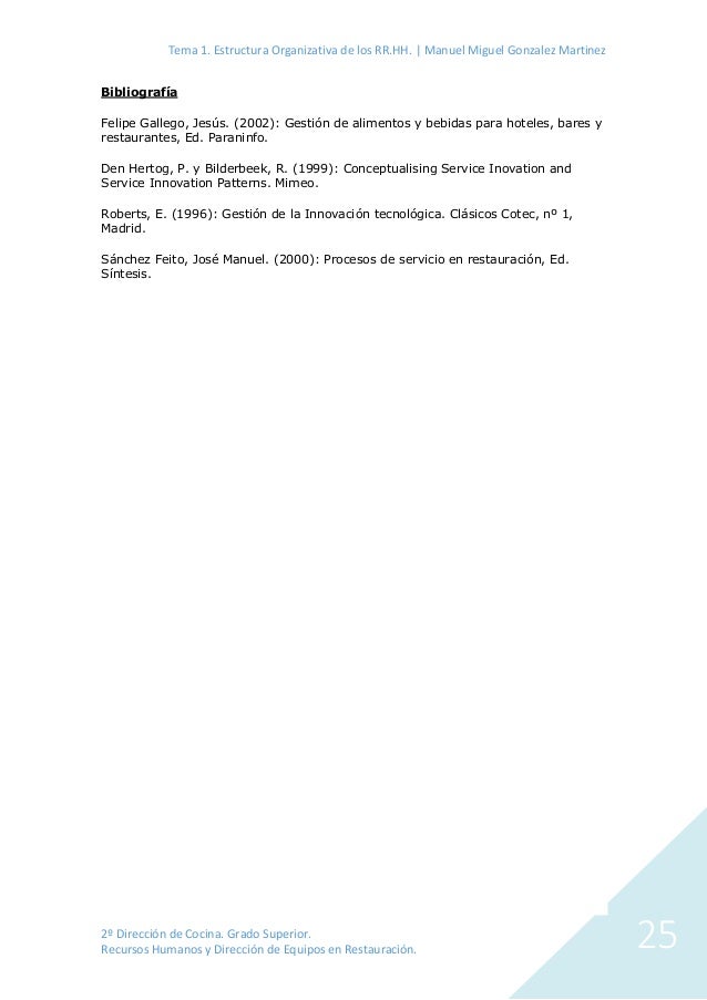 Tema 1. Estructura Organizativa de los RR.HH. | Manuel Miguel Gonzalez Martinez
2º Dirección de Cocina. Grado Superior.
Re...