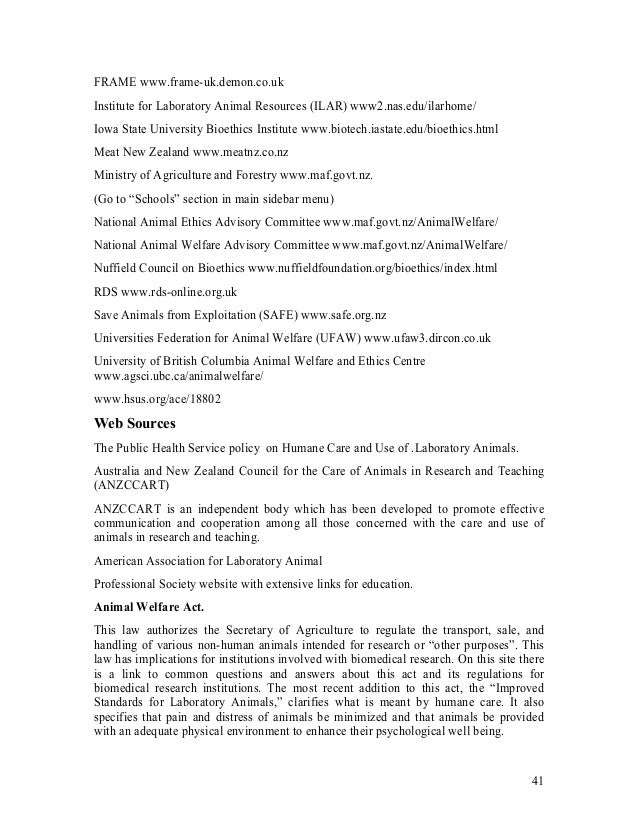 Ethical guidelines for the care and use of animals Ethical guidelines for the care and use of animals