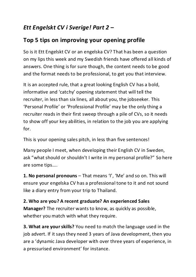 opening statement for resumes
