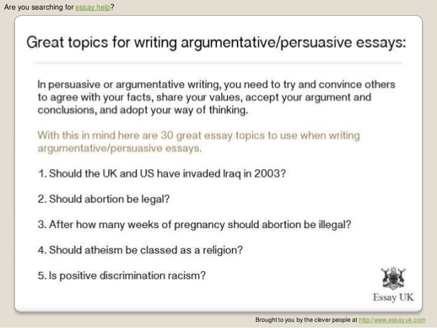 What is a good topic for an argument essay