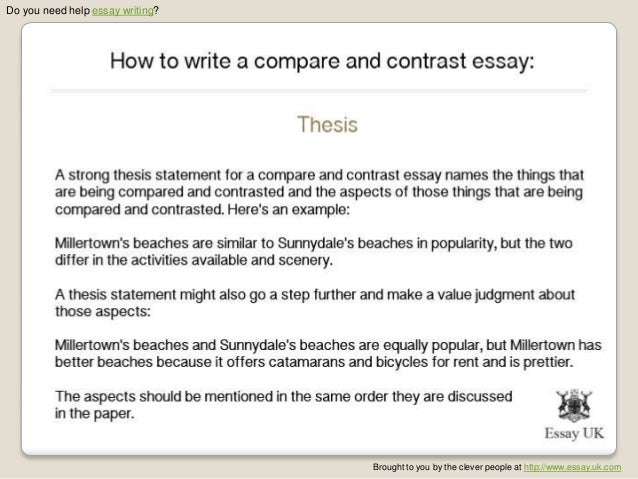 Structure of compare contrast essay