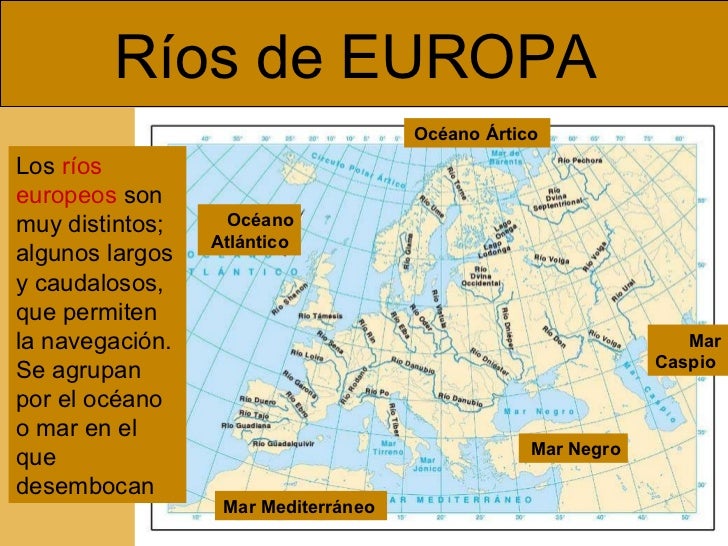 Ríos de EUROPA  Los  ríos europeos  son muy distintos; algunos largos y caudalosos, que permiten la navegación. Se agrupan...