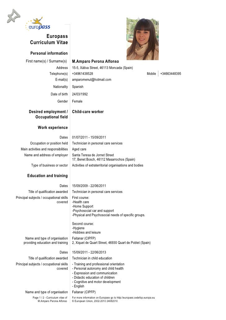 Resume Format: Modele Cv Europass