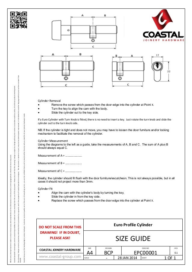 Euro profile cylinder lock size guide
