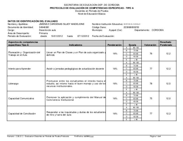 FORMATO DE EVALUACION PARA DOCENTES EN PERIODO DE PRUEBA formato de evaluacion para docentes en periodo de prueba: