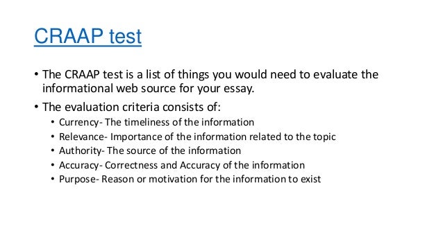 Website evaluation criteria essay