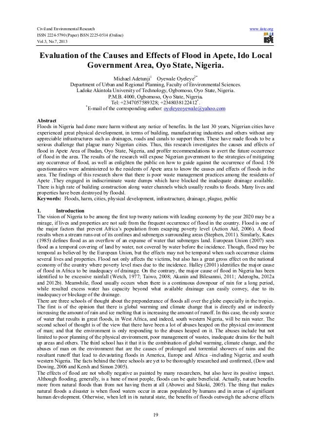 Causes and effects of floods essay