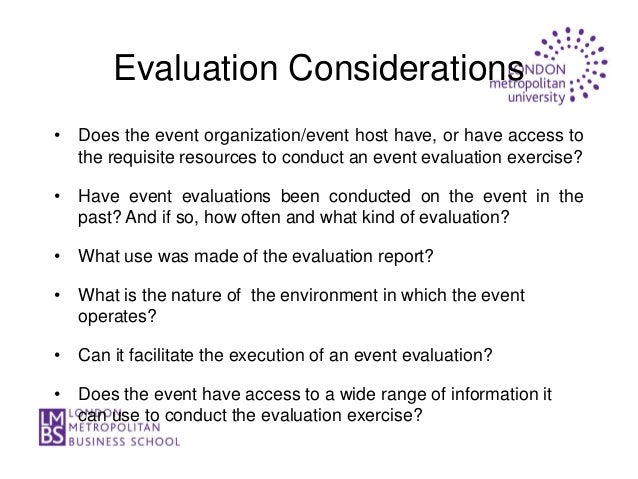 Evaluation Of An Event Organization