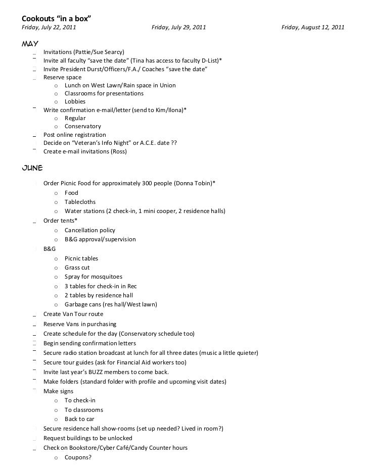event checklist templates