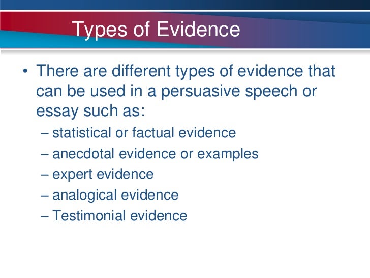 Types of evidence in a persuasive essay