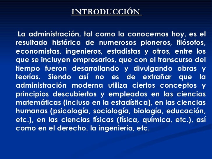 EvolucióN de la Administracion
