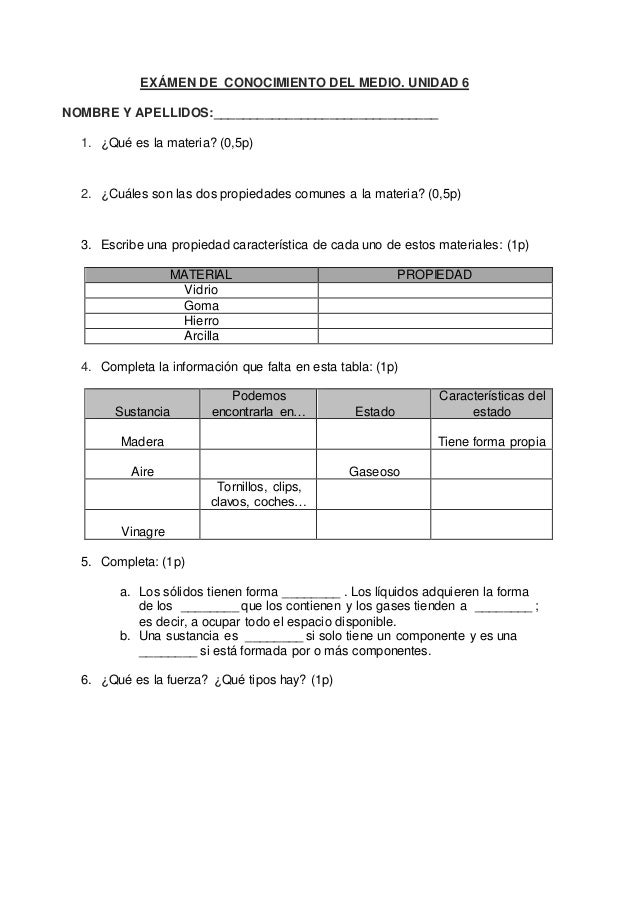 TEST CONOCIMIENTO MEDIO 6 PRIMARIA test conocimiento medio 6 primaria: