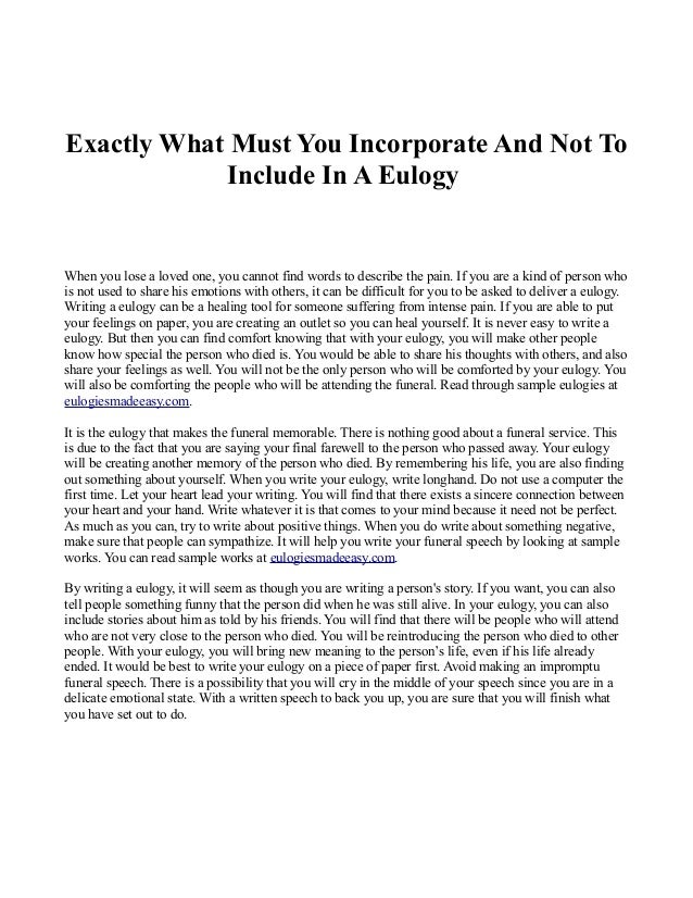 Eulogy essay