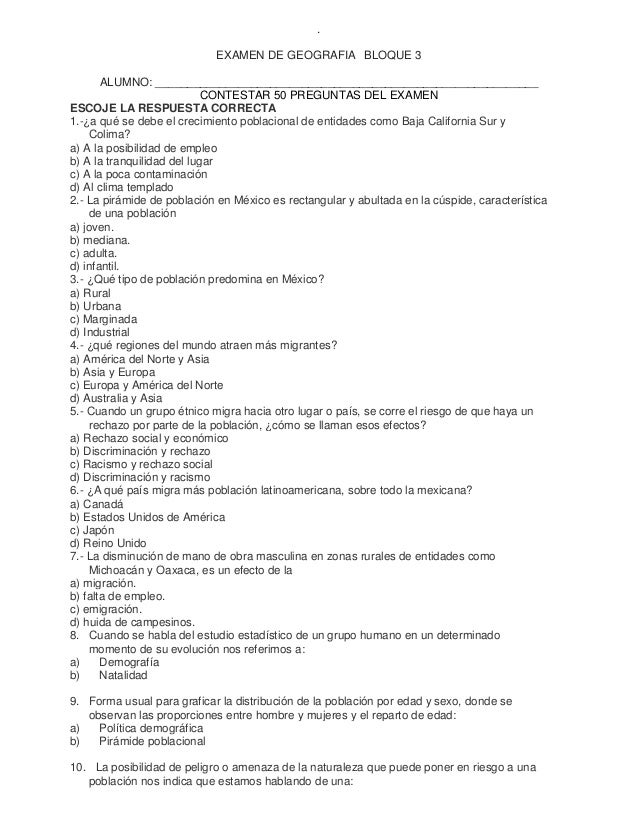 preguntas y respuestas de la geografia examen geografia bloque 3 2012 2013 sin preguntas y respuestas de la geografia examen geografia bloque 3 2012 2013 sin