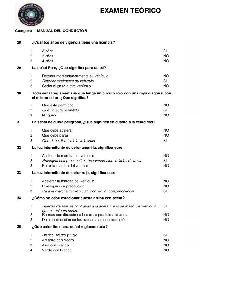 Examen Comisión de tránsito