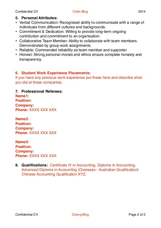 school leaver resume template