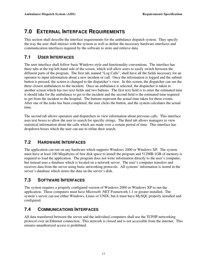 report requirement specification template exle requirements specification report requirement specification template exle requirements specification