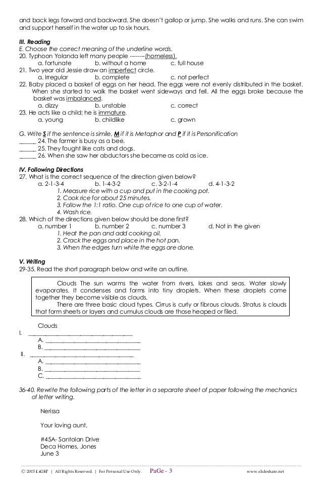New Grade 3 Summative Diagnostic Tests Deped Lp S