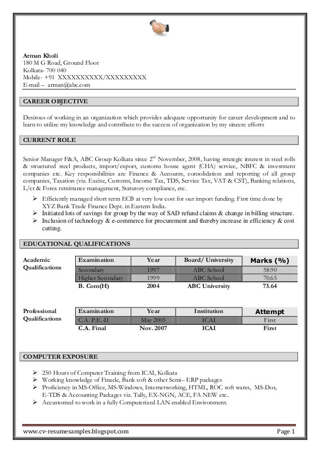 excellent work experience professional chartered accountant resume sa u2026