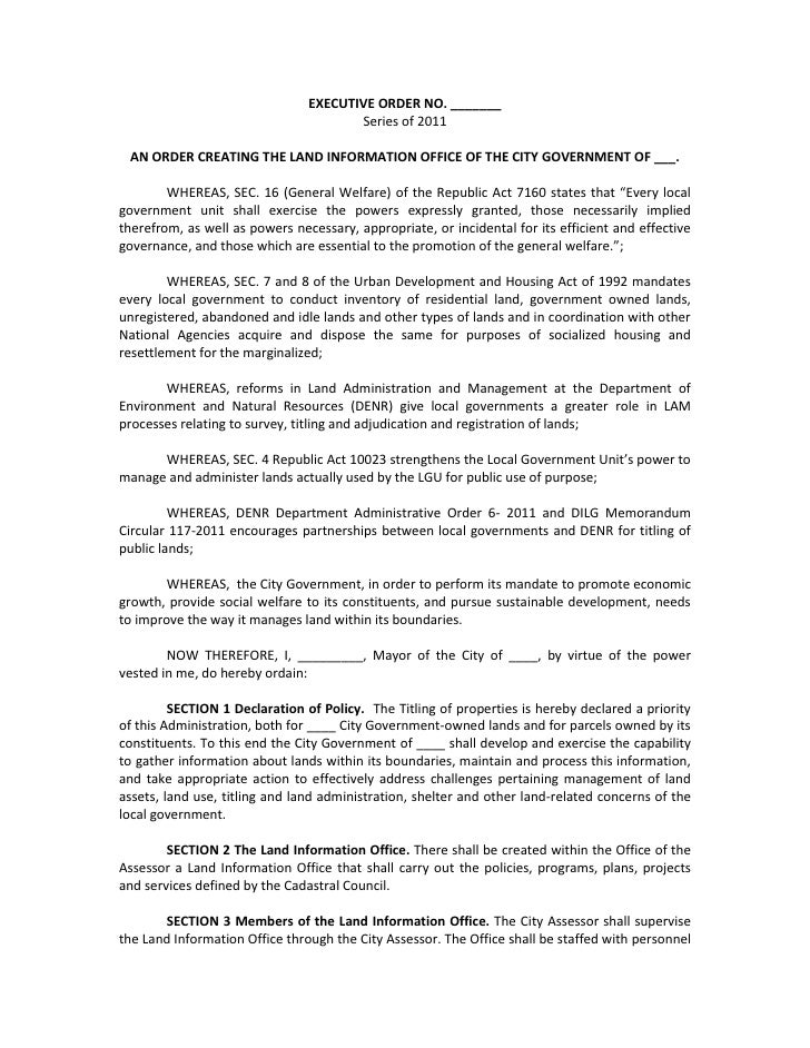 Executive order template for LIO