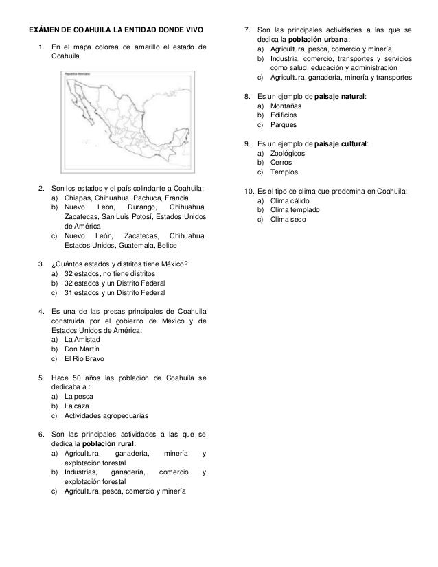 Examen Bloque 4 De La Entidad Donde Vivo | ex 225 men de coahuila la entidad donde vivo Examen Bloque 4 De La Entidad Donde Vivo | ex 225 men de coahuila la entidad donde vivo