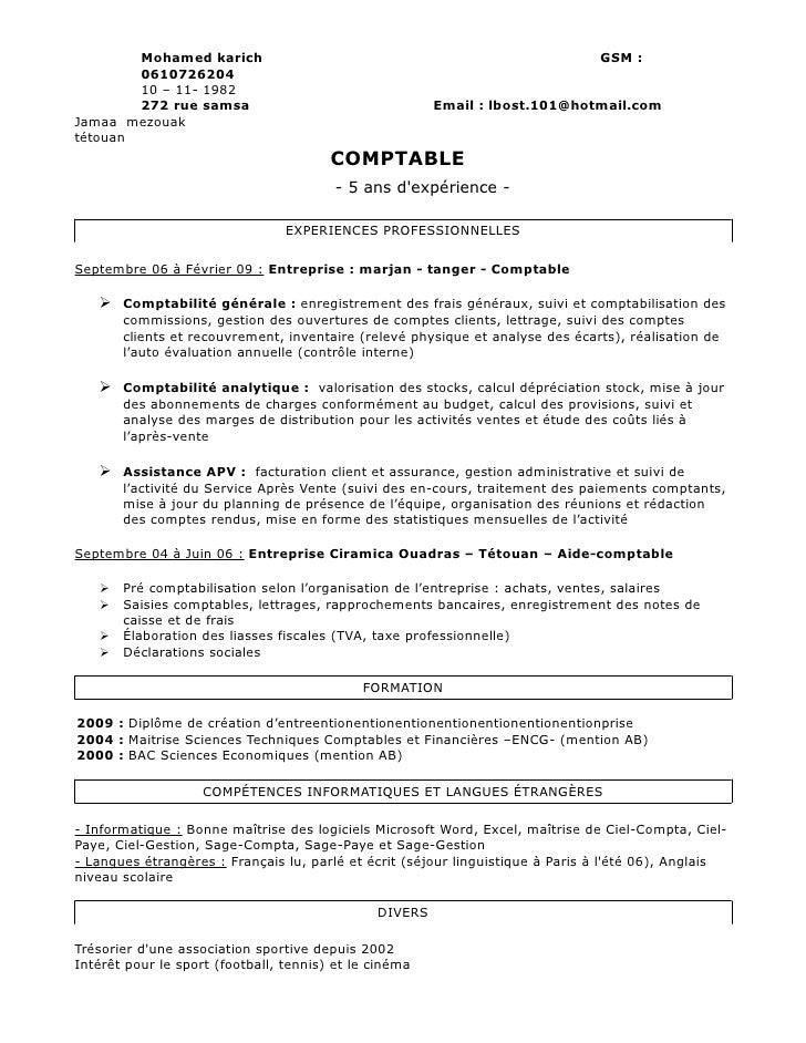 Cv de comptable Mohamed Karich