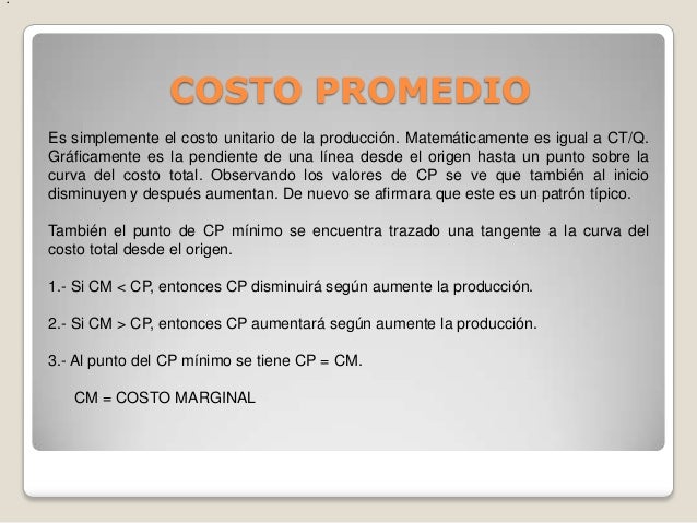 Funcion costo promedio 