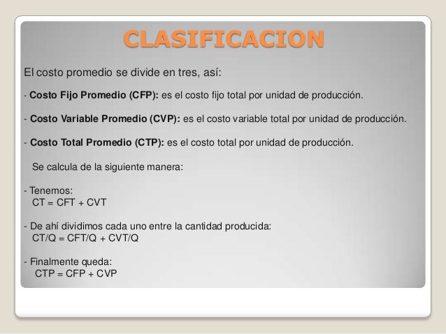 Funcion costo promedio 