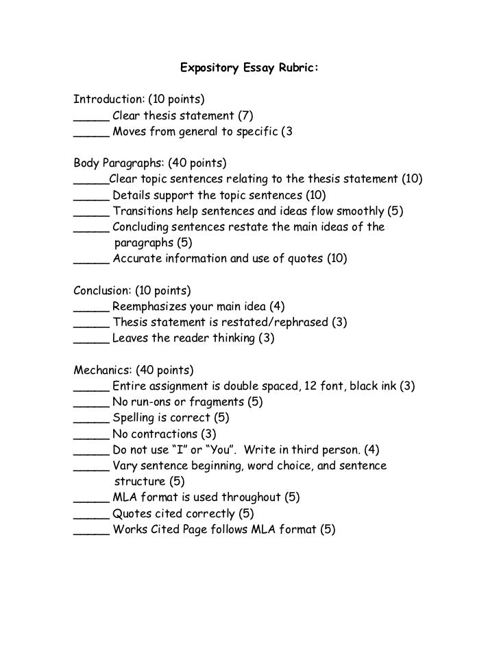 9th grade essay writing rubric