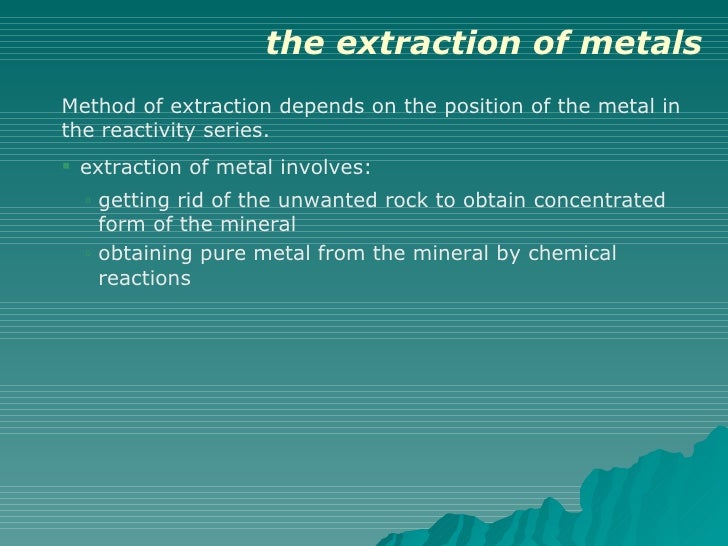 Extraction Of Metals