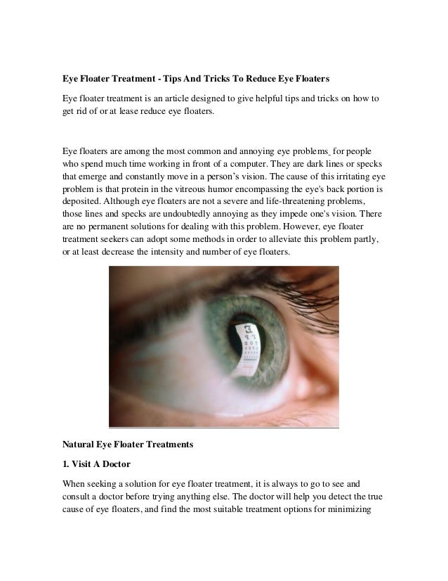 Eye Floater Treatment - Tips And Tricks To Reduce Eye Floaters