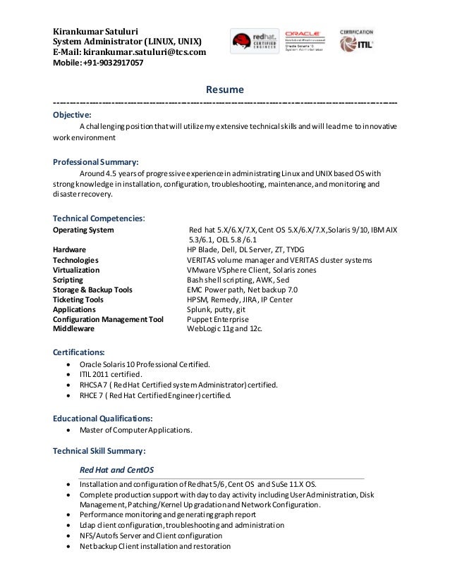 unix admin resumes oyle kalakaari co unix admin resumes