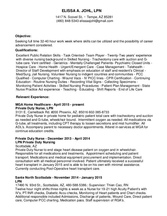 lpn resume objective examples