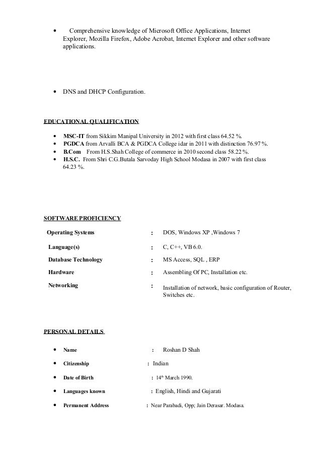 ms access resumes