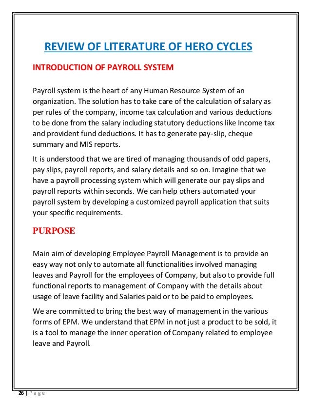 Payroll management system project literature review