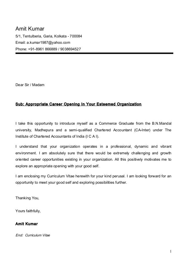 covering letter for cvs