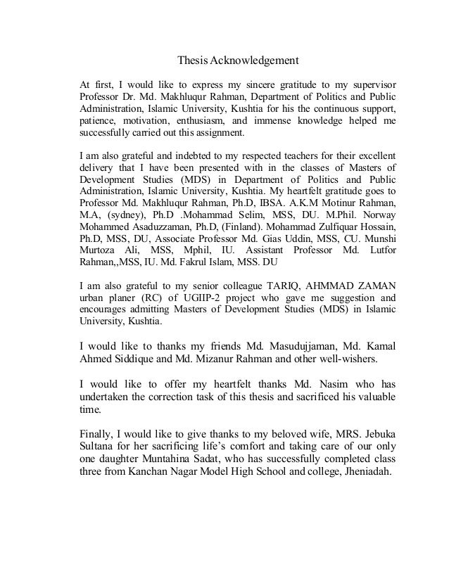 Phd dissertation acknowledgment